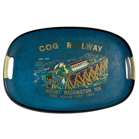 Vintage Mt. Washington NH Cog Railway Souvenir Tray Hand Painted 1969 - Picture 1 of 5
